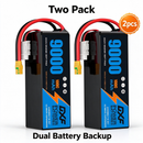DXF 6S 22.2V 9000mAh 100C Soft Case LiPo Battery with 10AWG Wire for Toy Cars, Boats, UAVs & Drones (1-6 Pack)