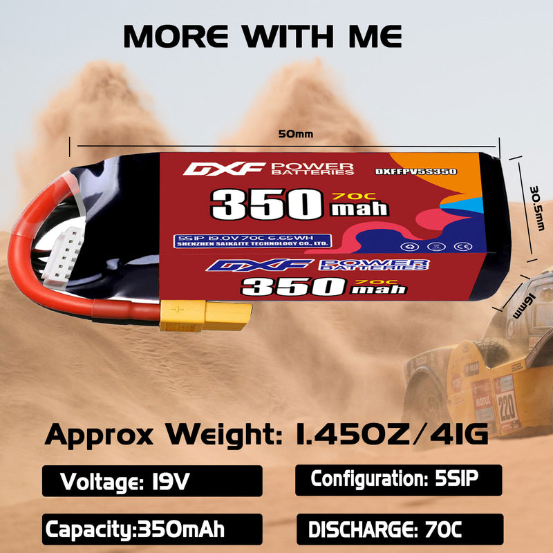 DXF 350mAh 5S 70C 19.0V Lipo Battery Pack for FPV LiPo Battery