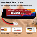 DXF 530mAh 2S 90C 7.6V Lipo Battery Pack for FPV LiPo Battery