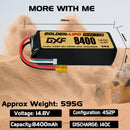 DXF LiPo Battery 4S 14.8V 8400mAh 140C Graphene Softcase with EC5 / T / TRX / XT60 / XT90 / XT150 / Q8s Plug for RC 1/8 1/10 Buggy Truck Car Off-Road Drone