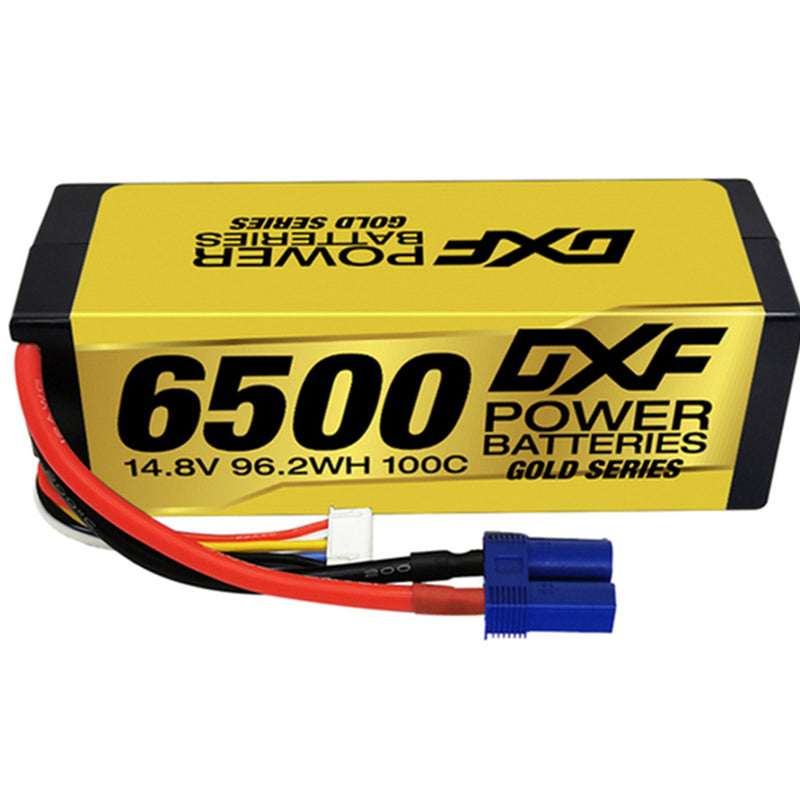 (PL)DXF Lipo Battery 4S 14.8V 6500MAH 100C GoldSeries Graphene lipo Hardcase with EC5 and XT90 Plug for Rc 1/8 1/10 Buggy Truck Car Off-Road Drone