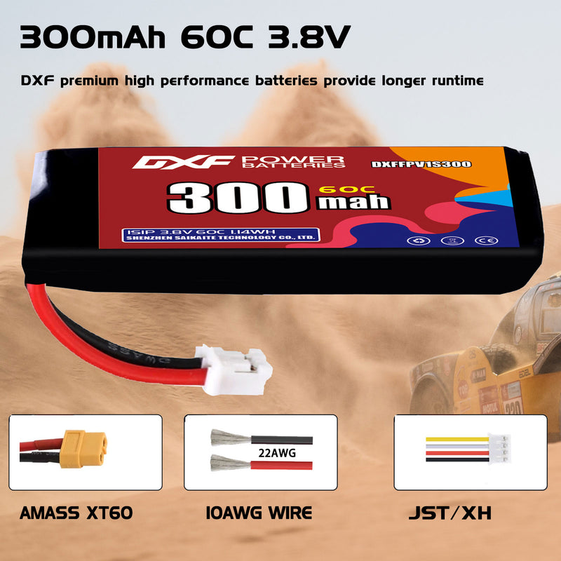 DXF 300mAh 1S 60C 3.8V Lipo Battery Pack for FPV LiPo Battery
