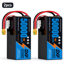 DXF 6S 23.1V 50000mAh 15C Soft Case LiPo Battery with 8AWG Wire for Toy Cars, Boats, UAVs & Drones (1-6 Pack)