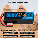 DXF LiPo Battery 6S 22.2V 8000mAh 100C Graphene Softcase Gold with EC5 / T / TRX / XT60 / XT90 / XT150 / Q8s Plug for RC 1/8 1/10 Buggy Truck Car Off-Road Drone