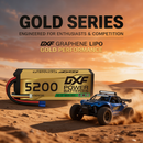 DXF GOLD Series 3S 11.1V 5200mAh 100C Graphene Hardcase LiPo Battery with EC5 Plug for 1/8 1/10 RC Car Truck (1-6 Pack)