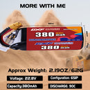 DXF 6S 22.8V 380mAh 90C LiPo Battery for FPV Micro Drones (PH2.0 / JST / XT30 / SM / XT60 / EC5 / XT90 Options)