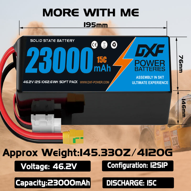 (CN)DXF 12S Lipo Battery 46.2V 15C 23000mAh Soft Case Battery  for Drone UAV FPV Car Truck Tank RC Semi solidstate Battery Racing Hobby