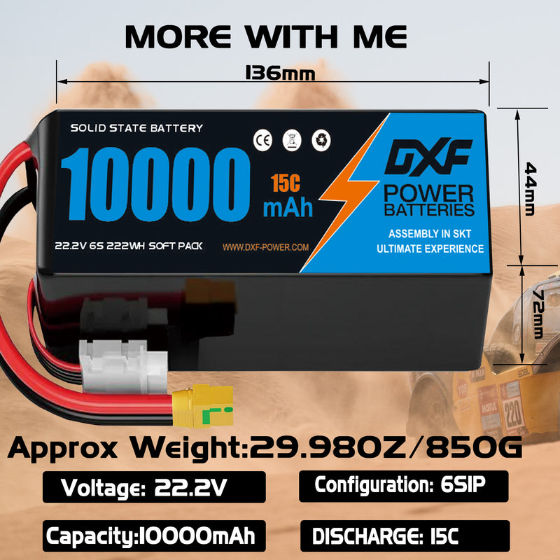 (CN)DXF 12S Lipo Battery 44.4V 10C 10000mAh Soft Case Battery  for Drone UAV FPV Car Truck Tank RC Semi solidstate Battery Racing Hobby