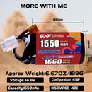 DXF 1550mAh 4S 140C 14.8V Lipo Battery Pack for FPV LiPo Battery