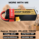 DXF Lipo Battery 6S 22.2V 5200mAh 100C Graphene Softcase with EC5 / T / TRX / XT60 / XT90 / XT150 / Q8s Plug for RC 1/8 1/10 Buggy Truck Car Off-Road Drone