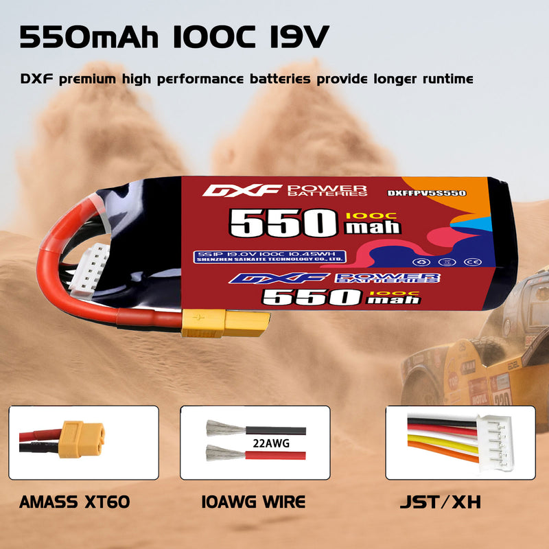 DXF 550mAh 5S 100C 19.0V Lipo Battery Pack for FPV LiPo Battery