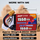 DXF 1550mAh 6S 150C 22.2V Lipo Battery Pack for FPV LiPo Battery