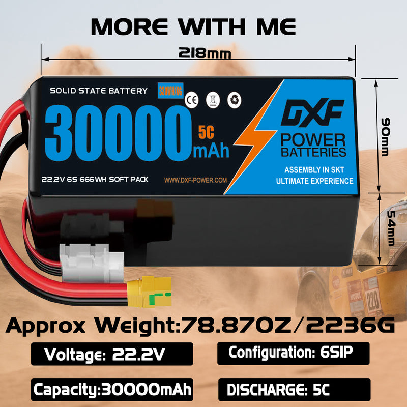 (CN)DXF 6S Lipo Battery 22.2V 10C 30000mAh Soft Case Battery  for Drone UAV FPV Car Truck Tank RC Buggy Truggy Racing Hobby