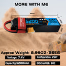 DXF Lipo Battery 2S 7.4V 5200mAh 80C Graphene Softcase with EC5 / T / TRX / XT60 / XT90 / XT150 / Q8s Plug for RC 1/8 1/10 Buggy Truck Car Off-Road Drone