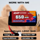 DXF 650mAh 2S 70C 7.4V Lipo Battery Pack for FPV LiPo Battery