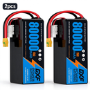 DXF SEMI-SOLID 12S 46.2V 80000mAh 15C Soft Case LiPo Battery with 8AWG Wire for Toy Cars, Boats, UAVs & Drones (1-6 Pack)