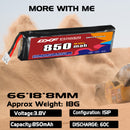 DXF 850mAh 1S 60C 3.8V Lipo Battery Pack for FPV LiPo Battery