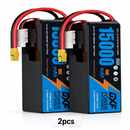 DXF SEMI-SOLID 12S 44.4V 15000mAh 10C Soft Case LiPo Battery with 8AWG Wire for UAVs & Drones (1-6 Pack)