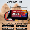 DXF 2800mAh 2S 110C 7.4V Lipo Battery Pack for FPV LiPo Battery