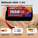 DXF 1550mAh 2S 100C 7.4V Lipo Battery Pack for FPV LiPo Battery