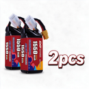 DXF 4S 14.8V 1550mAh 150C Gold Version Graphene LiPo Soft Case Battery with 12AWG XT60 Plug for FPV Racing Drone RC Car Boat (2 Pack Set)