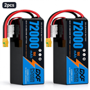 DXF SEMI-SOLID 14S 53.9V 72000mAh 15C Soft Case LiPo Battery with 8AWG Wire for Toy Cars, Boats, UAVs & Drones (1-6 Pack)
