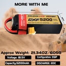 DXF Lipo Battery 5S 18.5V 5200mAh 100C Graphene Softcase with EC5 / T / TRX / XT60 / XT90 / XT150 / Q8s Plug for RC 1/8 1/10 Buggy Truck Car Off-Road Drone