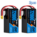 DXF 12S 44.4V 72000mAh 5C Soft Case LiPo Battery with 8AWG Wire for Toy Cars, Boats, UAVs & Drones (1-6 Pack)