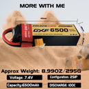 DXF Lipo Battery 2S 7.4V 6500mAh 100C Graphene Softcase with EC5 / T / TRX / XT60 / XT90 / XT150 / Q8s Plug for RC 1/8 1/10 Buggy Truck Car Off-Road Drone