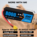 (FR)DXF Lipo Battery 3S 11.4V 8000MAH 130C Blue Series Graphene lipo Hardcase with XT90 Plug for Rc 1/8 1/10 Buggy Truck Car Off-Road Drone
