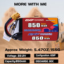 DXF 850mAh 6S 80C 22.2V Lipo Battery Pack for FPV LiPo Battery