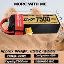 (CN)DXF 6S Lipo Battery 22.8V 150C 7500mAh Soft Case Battery with EC5 XT90 Connector for Car Truck Tank RC Buggy Truggy Racing Hobby