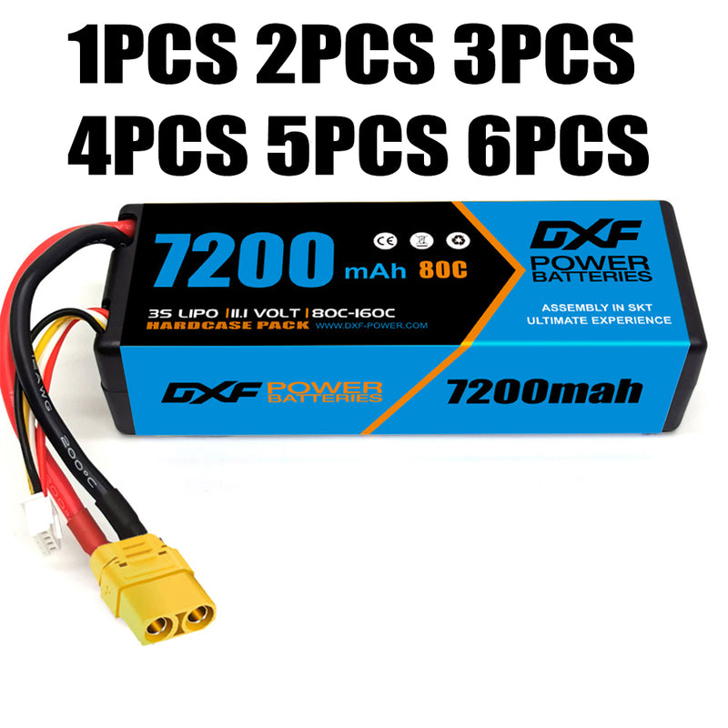 (CA)DXF Lipo Battery 3S 11.1V 7200MAH 80C Blue Series lipo Hardcase with XT90 Plug for Rc 1/8 1/10 Buggy Truck Car Off-Road Drone