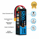 DXF 6S 22.2V 5200mAh 80C Softcase LiPo Battery with XT60 & 10AWG Wire for 1/8 RC Cars (1-6 Pack)