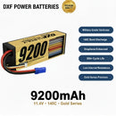 DXF 3S 11.4V 9200mAh 140C Hardcase LiPo Battery with 10AWG EC5 for 1/8 1/10 RC Cars, Boats, Trucks (1-6 Pack Available)