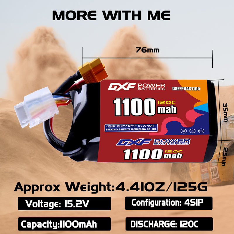 DXF 1100mAh 4S 120C 15.2V Lipo Battery Pack for FPV LiPo Battery