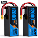 DXF 6S 22.2V 12000mAh 100C Soft Case LiPo Battery with 8AWG Wire for Toy Cars, Boats, UAVs & Drones (1-6 Pack)