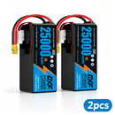 DXF SEMI-SOLID 12S 44.4V 25000mAh 10C Soft Case LiPo Battery with 8AWG Wire for Toy Cars, Boats, UAVs & Drones (1-6 Pack)