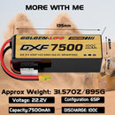 DXF Lipo Battery 6S 22.2V 7500mAh 100C Graphene Softcase with EC5 / T / TRX / XT60 / XT90 / XT150 / Q8s Plug for RC 1/8 1/10 Buggy Truck Car Off-Road Drone