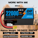 DXF LiPo Battery 6S 22.2V 22000mAh 100C Graphene Softcase Blue with EC5 / T / TRX / XT60 / XT90 / XT150 / Q8s Plug for RC 1/8 1/10 Buggy Truck Car Off-Road Drone