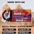 DXF 1550mAh 6S 60C 22.8V Lipo Battery Pack for FPV LiPo Battery