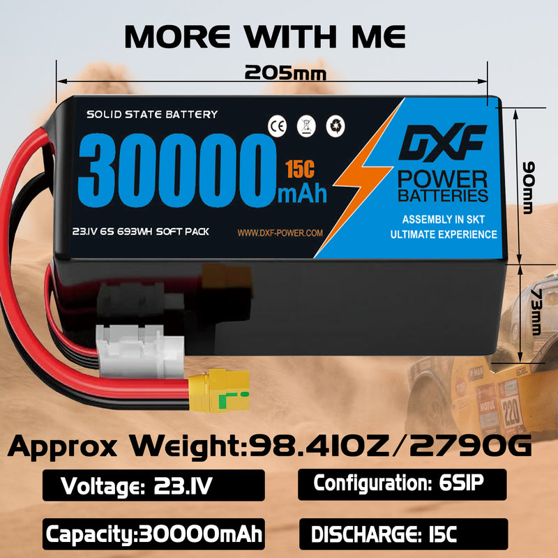 (CN)DXF 6S Lipo Battery 23.1V 15C 30000mAh Soft Case Battery  for Drone UAV FPV Car Truck Tank RC Buggy Truggy Racing Hobby