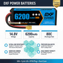 DXF LiPo Battery 4S 14.8V 6200mAh 80C Graphene Softcase with EC5 / T / TRX / XT60 / XT90 / XT150 / Q8s Plug for RC 1/8 1/10 Buggy Truck Car Off-Road Drone