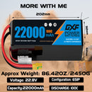 DXF LiPo Battery 6S HV 22.8V 22000mAh 100C Graphene Softcase Blue with EC5 / T / TRX / XT60 / XT90 / XT150 / Q8s Plug for RC 1/8 1/10 Buggy Truck Car Off-Road Drone