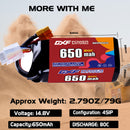 DXF LiPo Battery 4S 14.8V 650mAh 80C with PH2.0 / JST / XT30 / SM / XT60 / EC5 / XT90 for FPV Drone Whoop Micro Racing