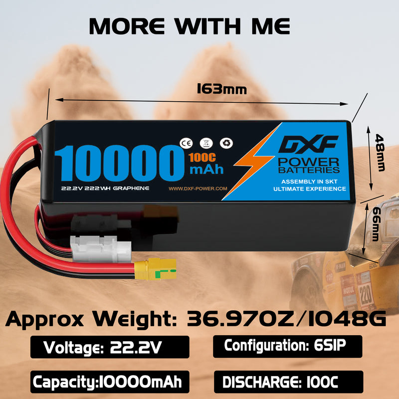 (CN)DXF 6S Lipo Battery 22.2V 100C 10000mAh Soft Case Battery  for Drone UAV FPV Car Truck Tank RC Buggy Truggy Racing Hobby