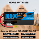 DXF LiPo Battery 6S HV 22.8V 10000mAh 120C Graphene Softcase Blue with EC5 / T / TRX / XT60 / XT90 / XT150 / Q8s Plug for RC 1/8 1/10 Buggy Truck Car Off-Road Drone
