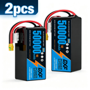 DXF 6S 22.2V 50000mAh 5C Soft Case LiPo Battery with 8AWG Wire for Toy Cars, Boats, UAVs & Drones (1-6 Pack)
