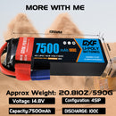 (CA)DXF Lipo Battery 4S 14.8V 7500mAh 100C/200C SoftCase Lipo Battery for RC HPI HSP 1/8 1/10 Buggy RC Car Truck