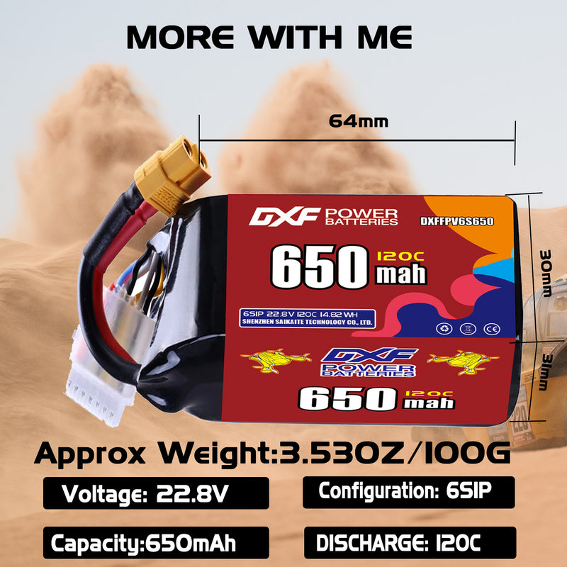 DXF 880mAh 6S 150C 22.8V Lipo Battery Pack for FPV LiPo Battery